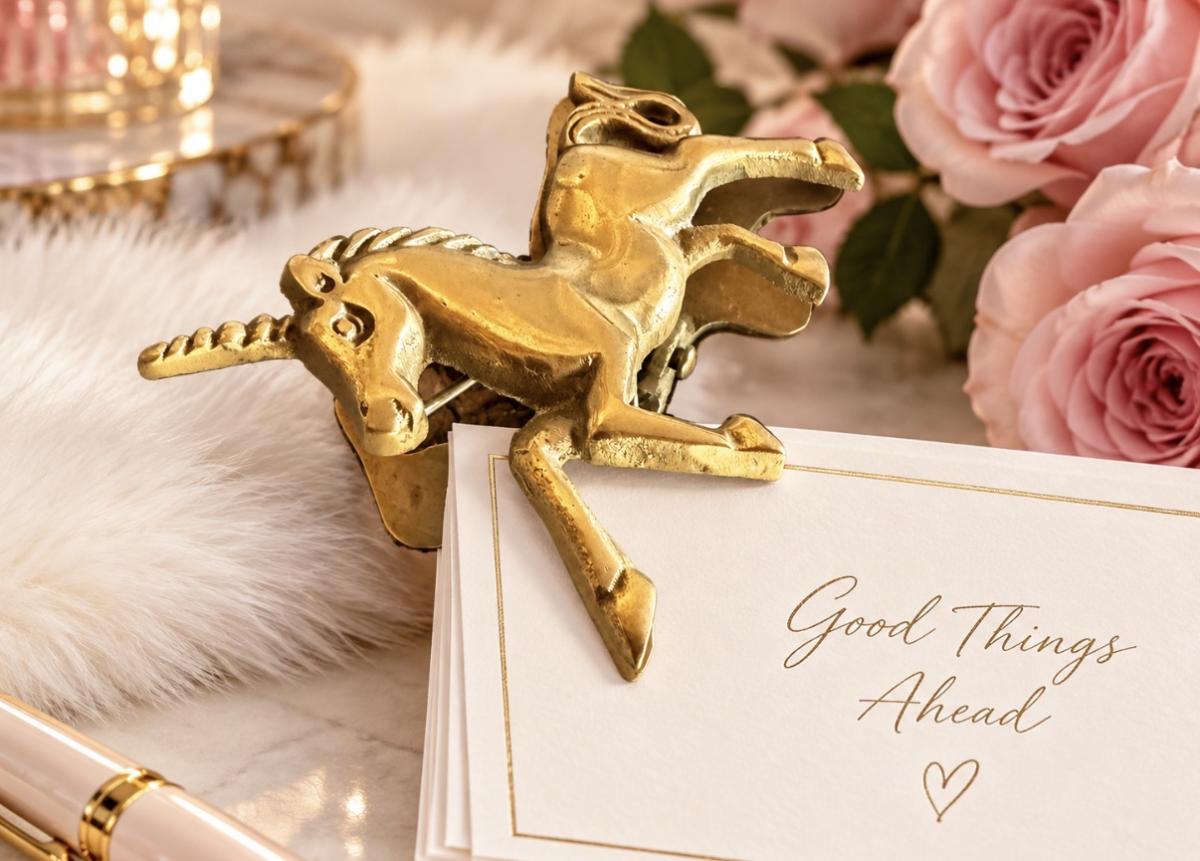 Vintage Brass Unicorn Multipurpose Clip