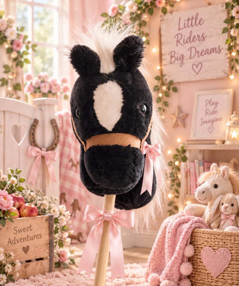 Black & White Plush Hobby Horse
