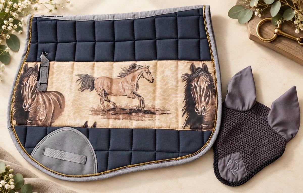 Horse Print Numnah and Ear Veil