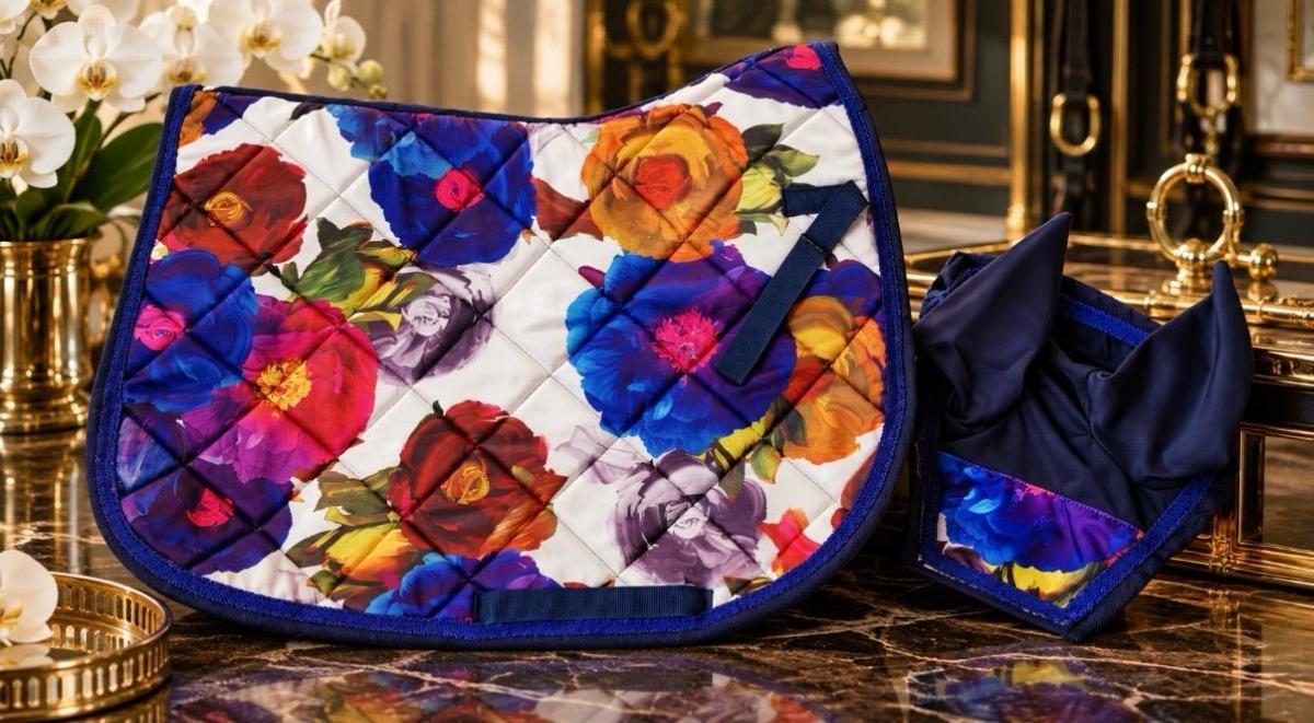 New Floral Numnah & Matching Ear Veil Set