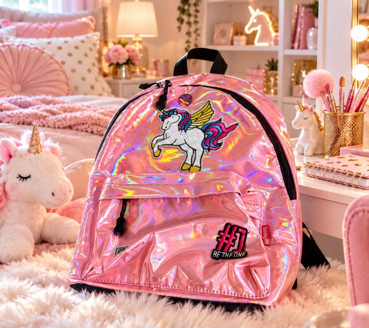 Holographic Pink Unicorn Backpack