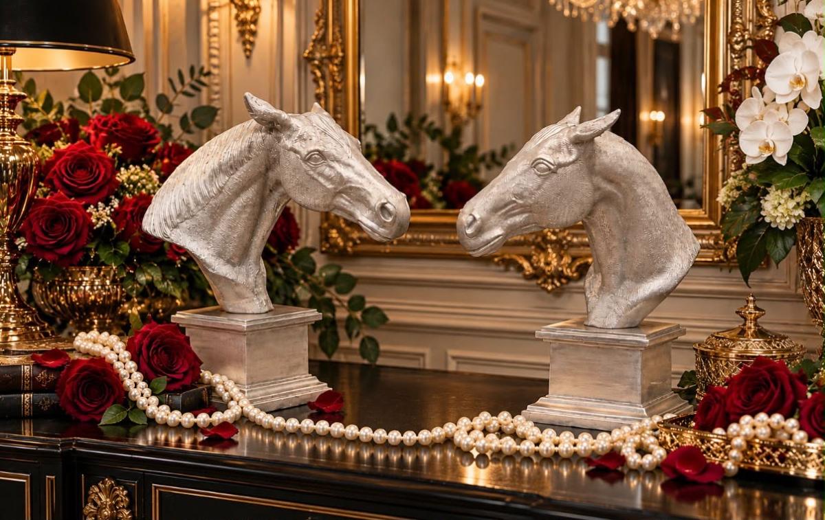 Pair of Decorative Metal Horse Busts