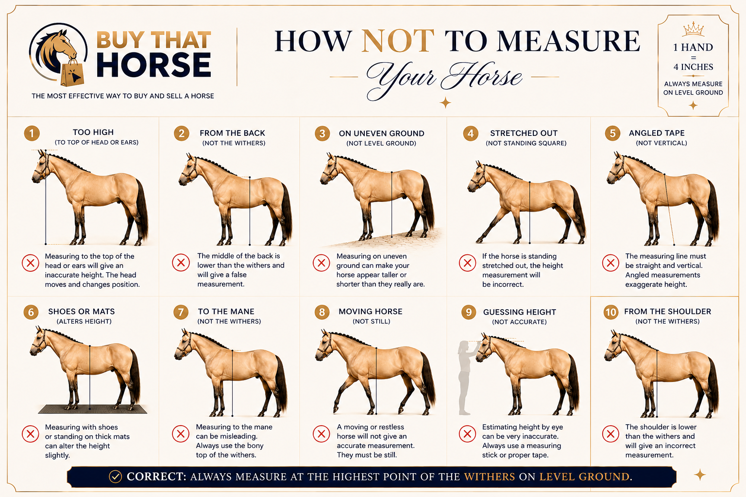 Infographic: common mistakes when measuring horse height